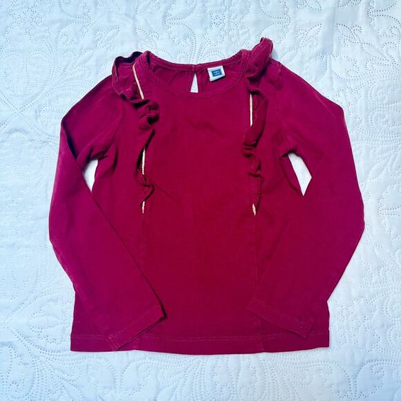 Janie and Jack Gold Trimmed Ruffle Top Size 4 - Picture 2 of 4